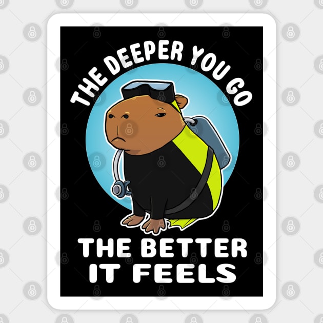 The deeper you go the better it feels Capybara Scuba Diver Costume Magnet by capydays